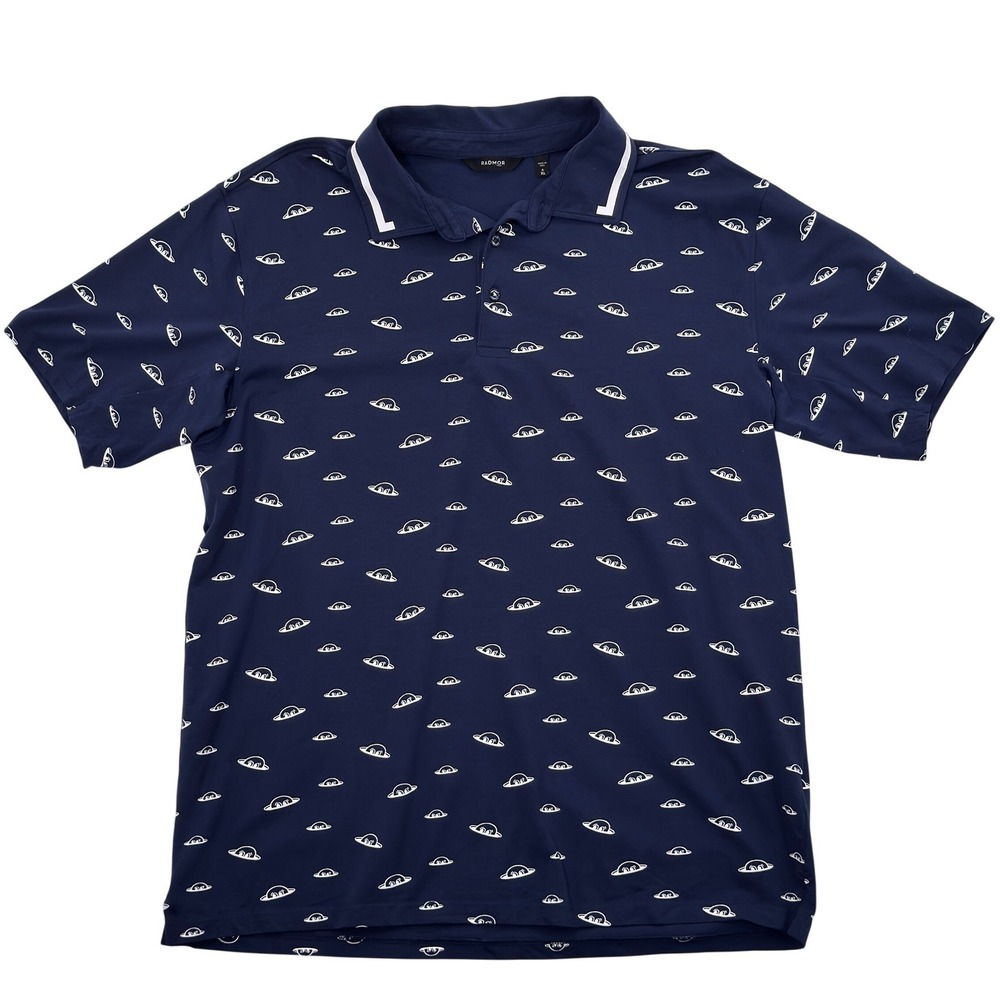 RADMOR Mens Taylor Golf Polo Shirt XL Navy Pima Cotton Comfort Bobrand Space